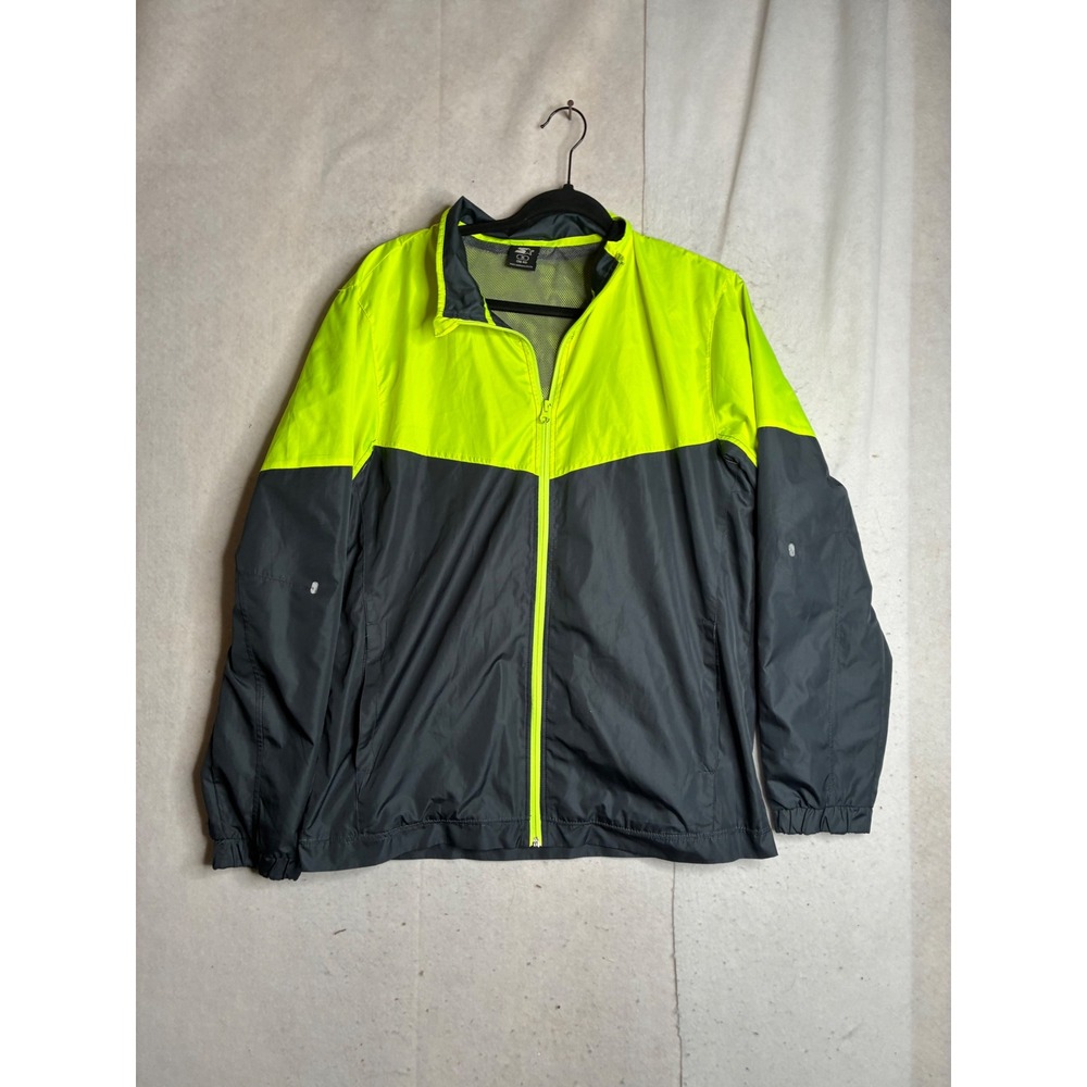Vtg Starter Mens Colorblock Windbreaker Jacket Grey Neon Yellow RM33434 Size M